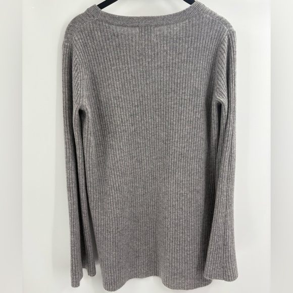 Madeleine Thompson Gray Ribbed Cashmere Sweater Medium Slit Hem Pullover small - Picture 8 of 16